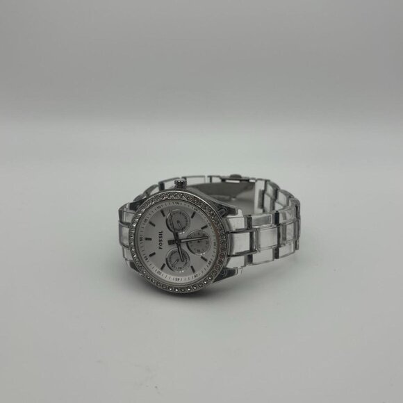 Vintage white face women’s Fossil watch with transparent band!